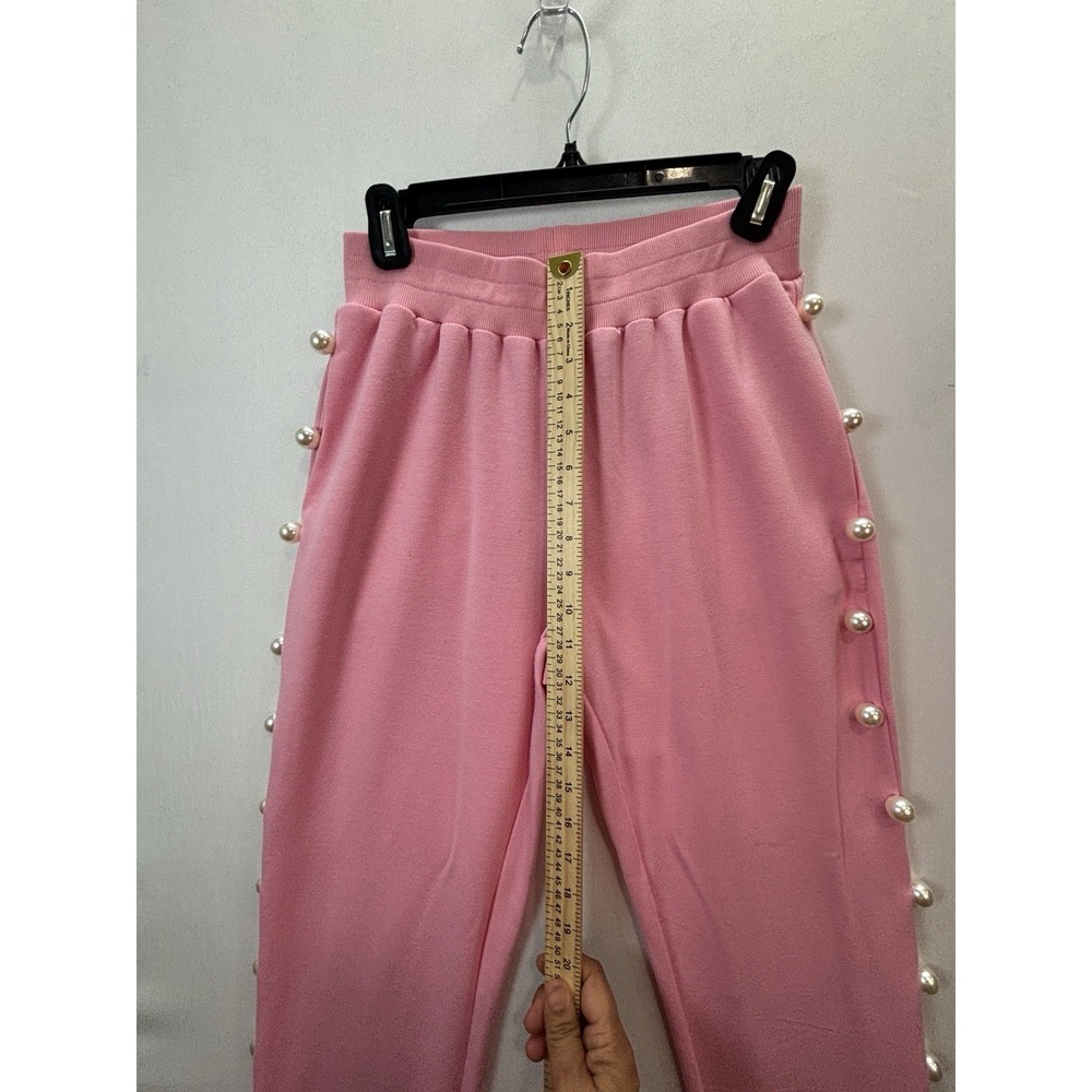 WHY DRESS Women’s Pink 2-Piece Knit Set Pearl Sweatshirt & Jogger Pants L - Picture 4 of 15
